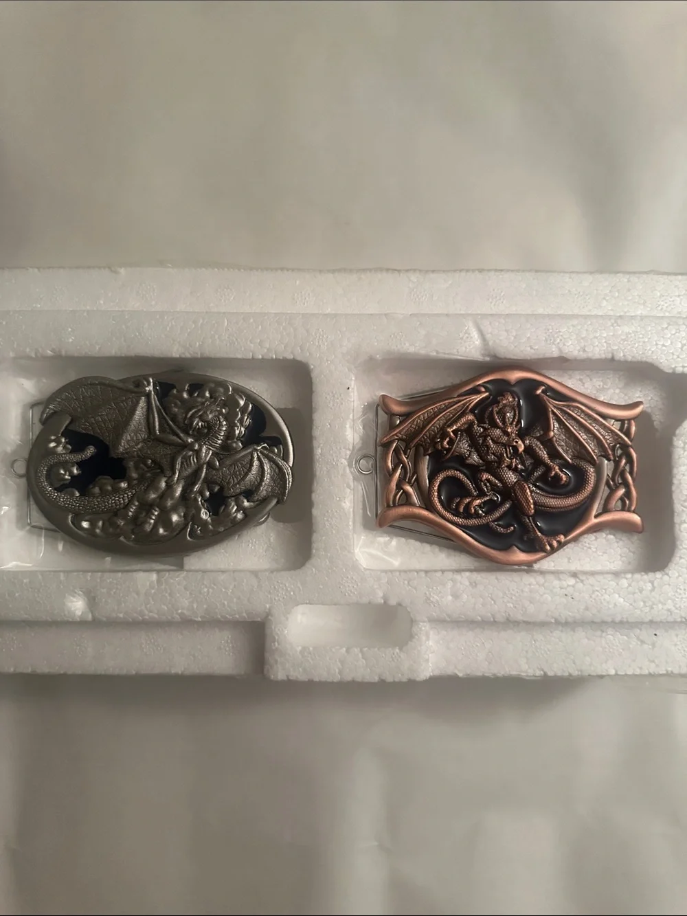 Dragon Motif Metal Belt Buckles - Silver and Copper Tones 🔥🔥🔥